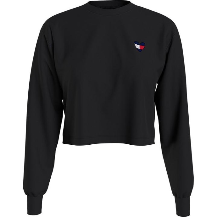 Boxy Heart Langærmet T-shirt Tommy Hilfiger Danmark Sort Bds