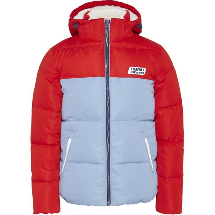 Farve Blok Vatteret Jakke Rød/blå Xnl Tommy Hilfiger Danmark