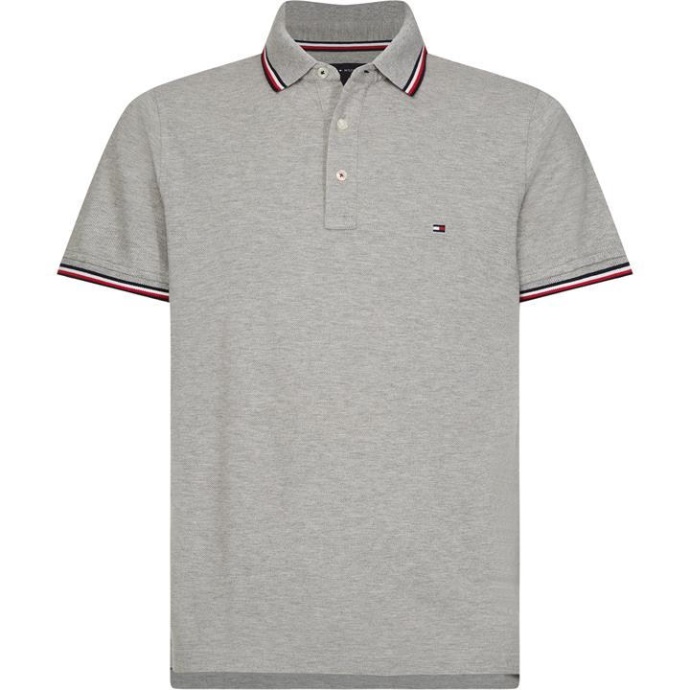 Core Tipped Slim Polo Shirt Tommy Hilfiger Danmark Mellemgrå