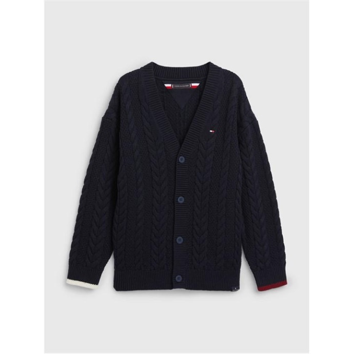 Essential Cable Cardigan Desert Sky Dw5 Tommy Hilfiger Danmark