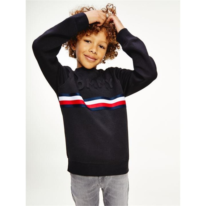 Præget Sweatshirt Tommy Hilfiger Danmark Sort Dbs