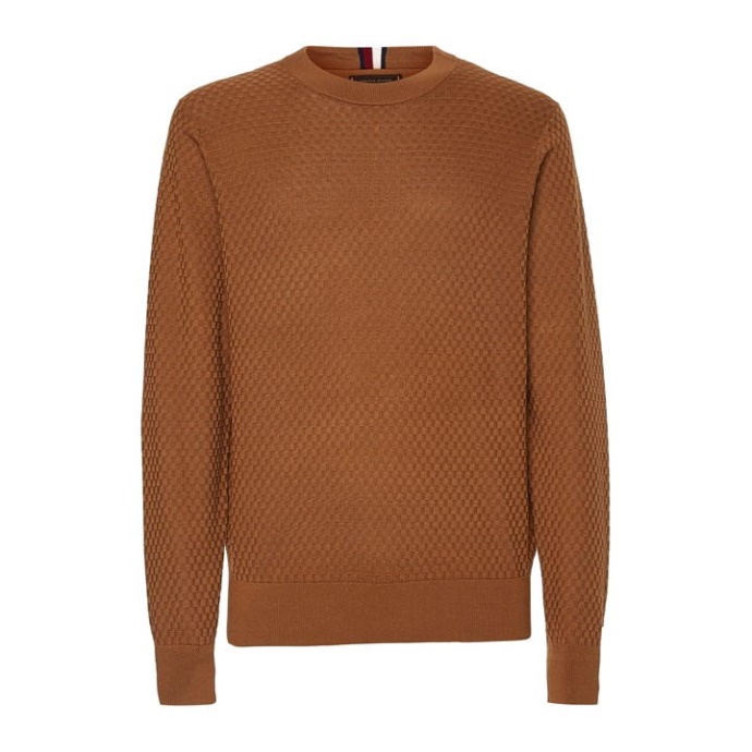 Gingham Structure Crew Neck Tommy Hilfiger Danmark Desert Khaki Gw5