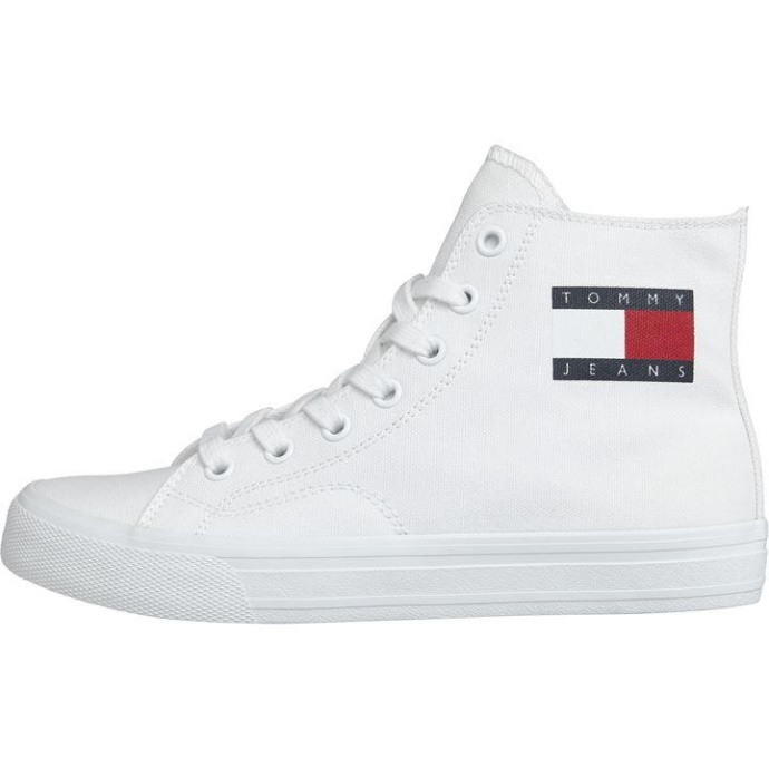 High Top Canvas Sneakers Hvid Tommy Hilfiger Danmark