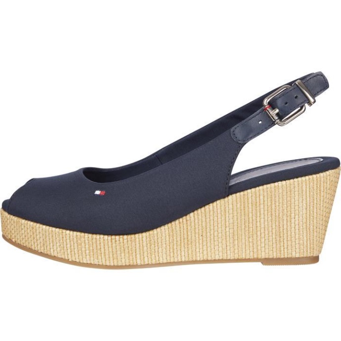 Ikonisk Elba Sling Back Wedges Desert Sky Tommy Hilfiger Danmark