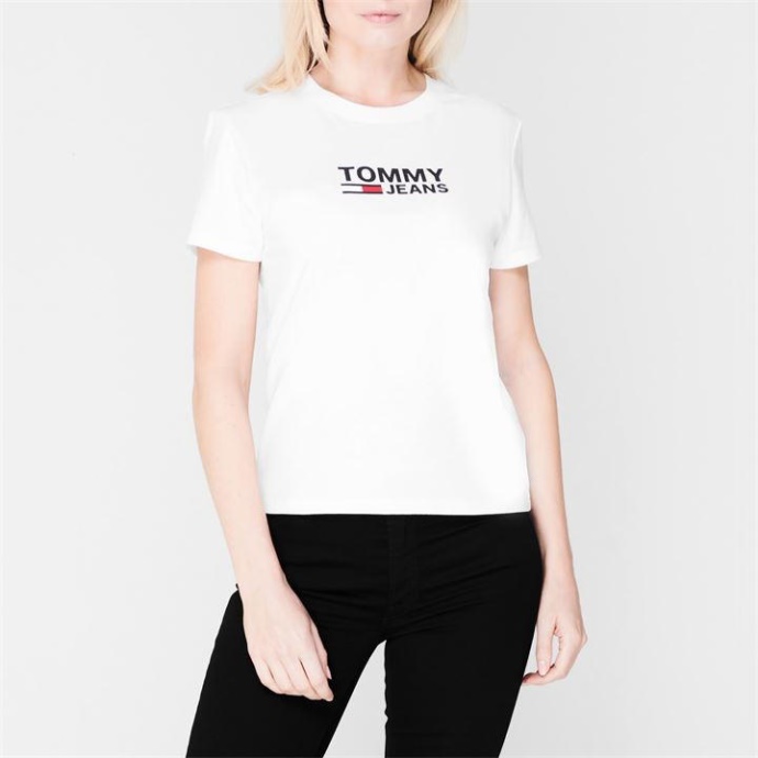 Logo T-shirt Klassisk Hvid Tommy Hilfiger Danmark