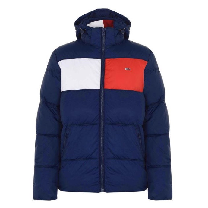 Polstret Farveblokjakke Tommy Hilfiger Danmark Navy C87