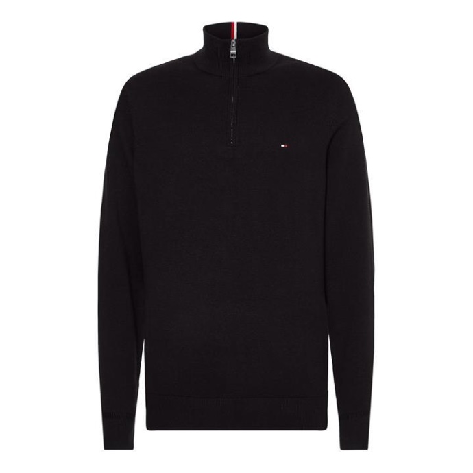Pima Halv Lynlåstrøje Tommy Hilfiger Danmark Sort Bds