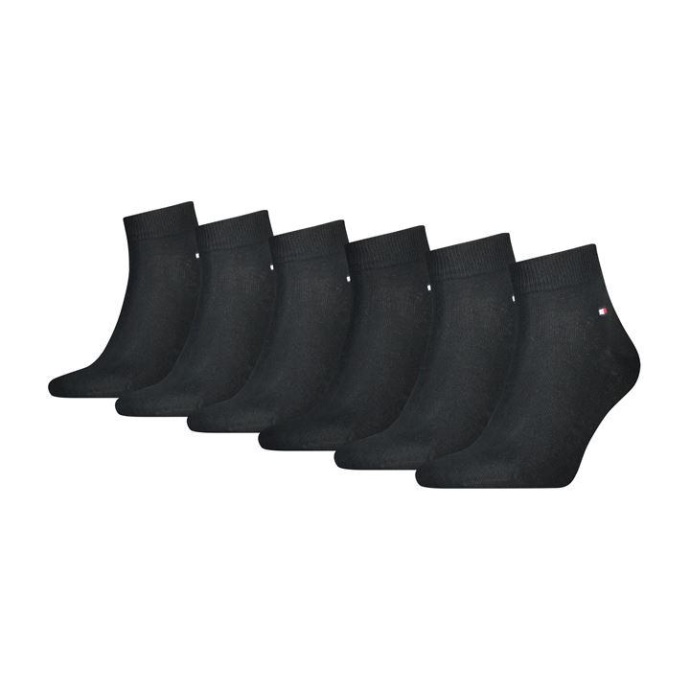 Quarter Sokker 6 Pack Herre Sort Tommy Hilfiger Danmark