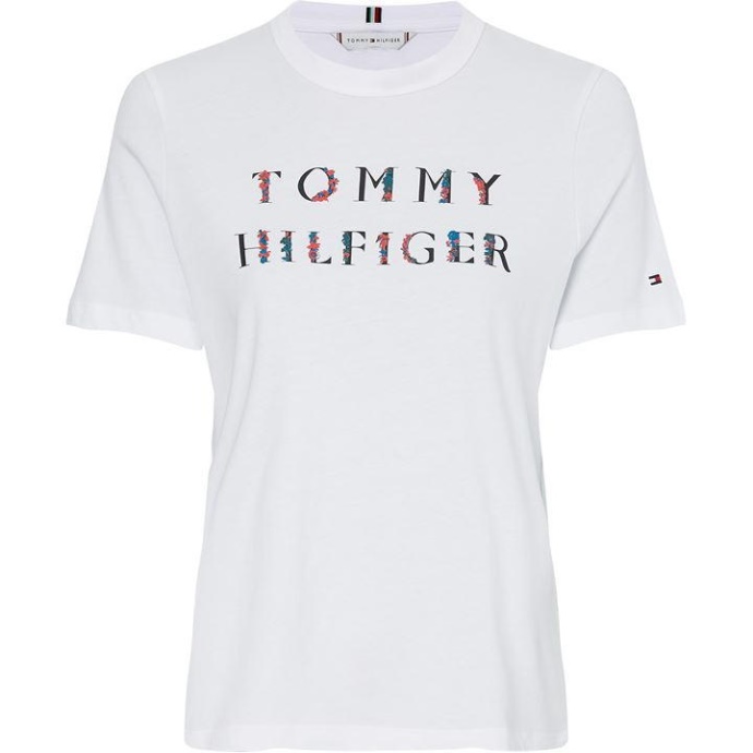 Almindelig Blomstret T-shirt Hvid Ybr Tommy Hilfiger Danmark