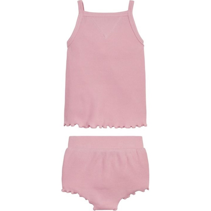 Rib Vest & Kort Sæt Tommy Hilfiger Danmark Pink Th9