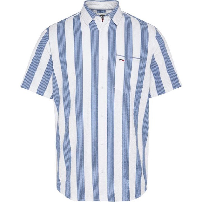 Seersucker Skjorte Tommy Hilfiger Danmark 0a7 Aud Blå
