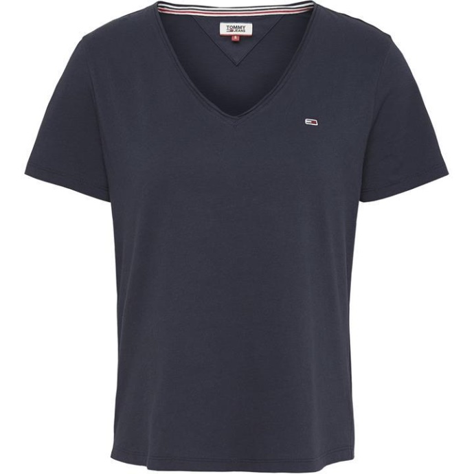 Slim V-hals T-shirt Tommy Hilfiger Danmark Twilight Navy