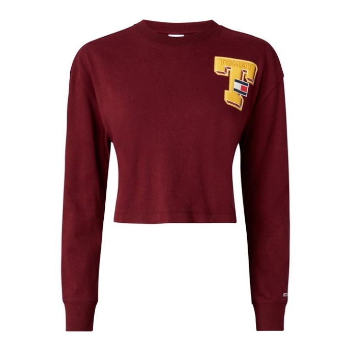 Tjw Rlxd Crop Collegiate T Ls Tommy Hilfiger Danmark Deep Rouge