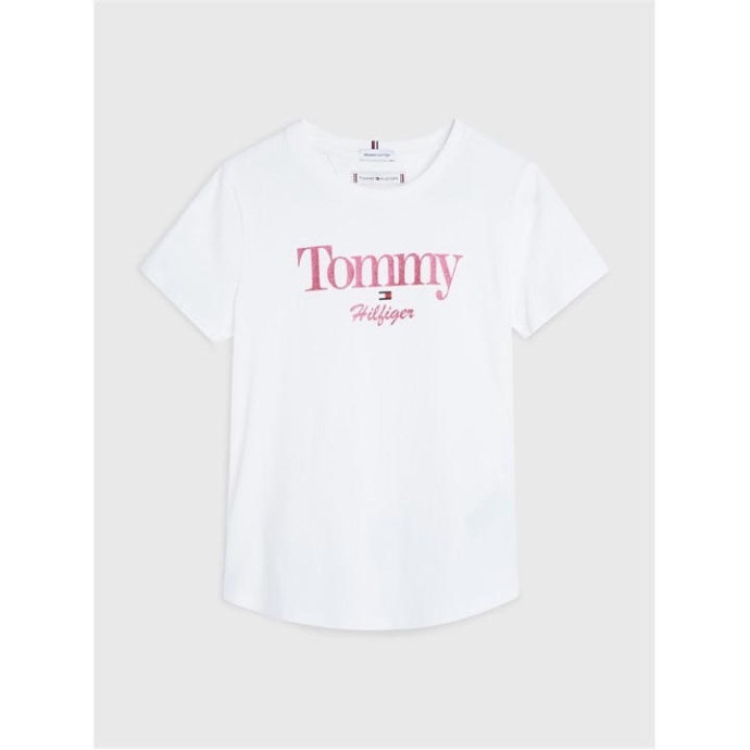 Tommy Graphic Glitter Tee S/s Hvid Ybh Tommy Hilfiger Danmark