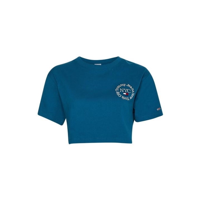 Tidløs Cropped T-shirt Petrol Cwj Tommy Hilfiger Danmark