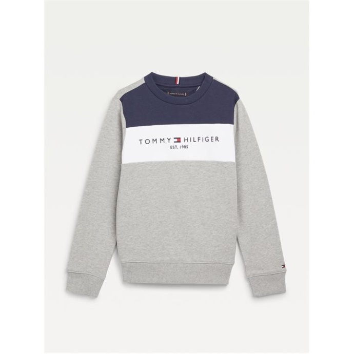 Tommy Essential Sweater Med Rund Hals Junior Drenge Grå P01 Tommy Hilfiger Danmark