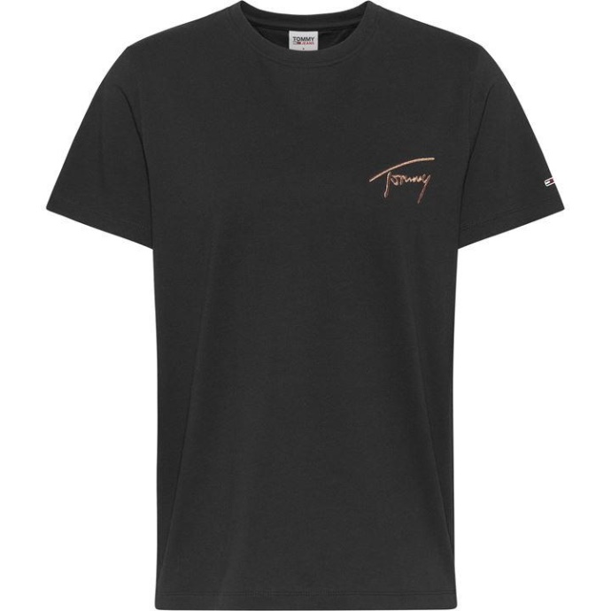 Tommy Hilfiger Danmark Sort Bds Tommy Signatur T-shirt