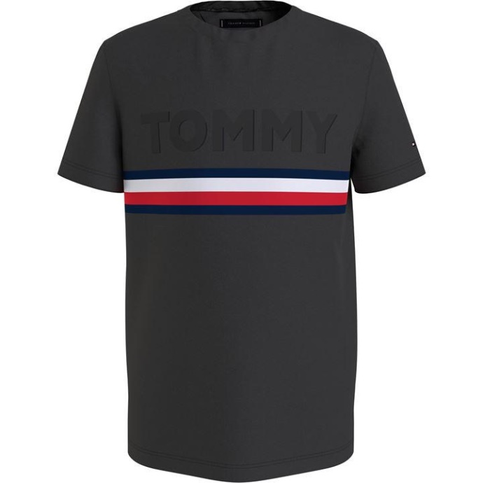 Tommy Hilfiger Danmark Sorte Bds Tommy Hilfiger Danmark Præget T-shirt