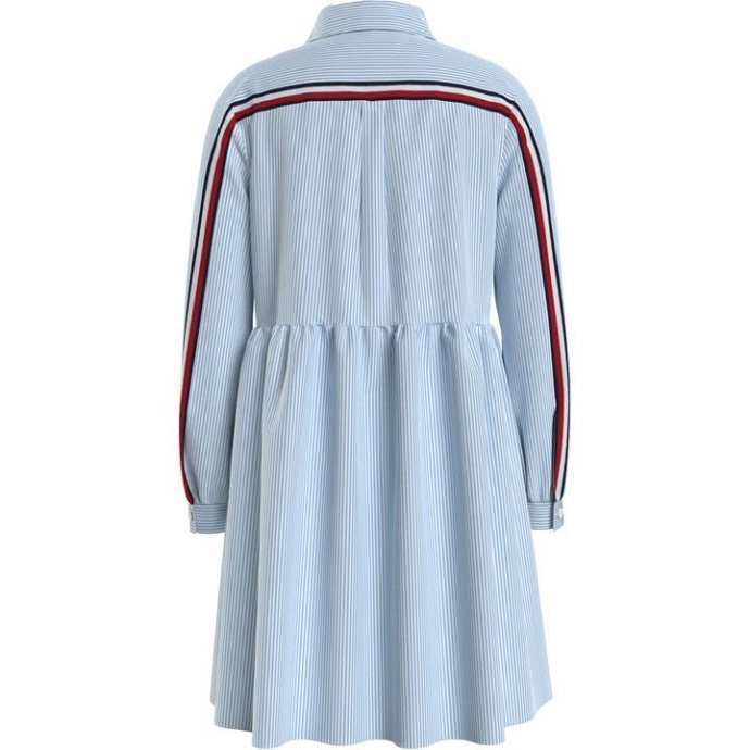 Tommy Hilfiger Danmark Rolig Blå Stribet Kjole Juniorpiger