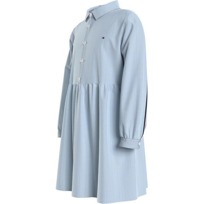Tommy Hilfiger Danmark Rolig Blå Stribet Kjole Juniorpiger