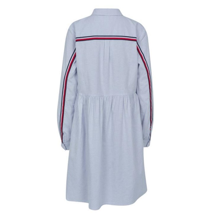 Tommy Hilfiger Danmark Rolig Blå Stribet Kjole Juniorpiger
