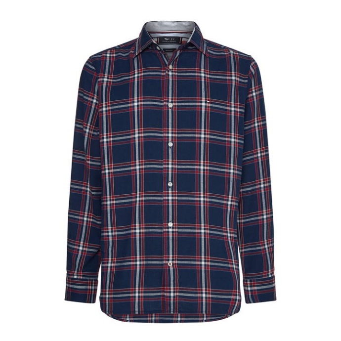 Tommy Hilfiger Danmark Carbon Navy Rød Tommy Flex Dobby Shr Sn21