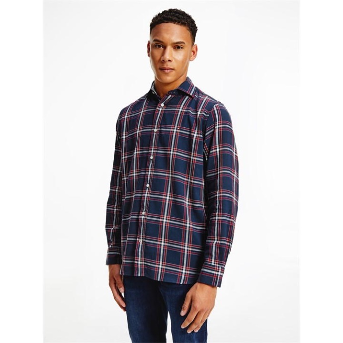 Tommy Hilfiger Danmark Carbon Navy Rød Tommy Flex Dobby Shr Sn21