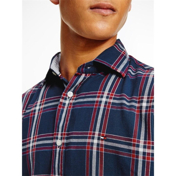 Tommy Hilfiger Danmark Carbon Navy Rød Tommy Flex Dobby Shr Sn21