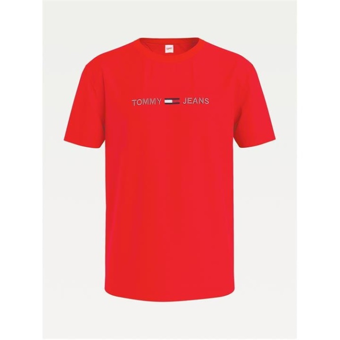 Tommy Hilfiger Danmark Deep Crimson 3d Lineær Logo T-shirt