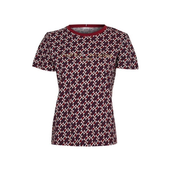 Tommy Hilfiger Danmark Deep Rouge Reg Ao Monogram C-nk Ss