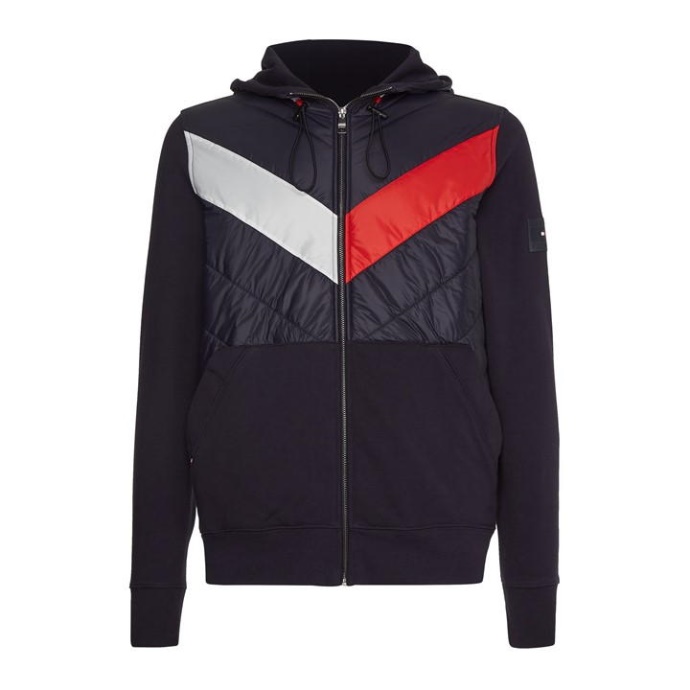 Tommy Hilfiger Danmark Desert Sky 0gy Mix Media Zip Through Hættetrøje