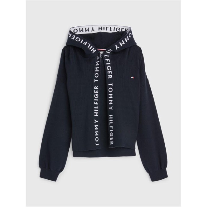 Tommy Hilfiger Danmark Desert Sky Dw5 Mærket Rib Cardigan