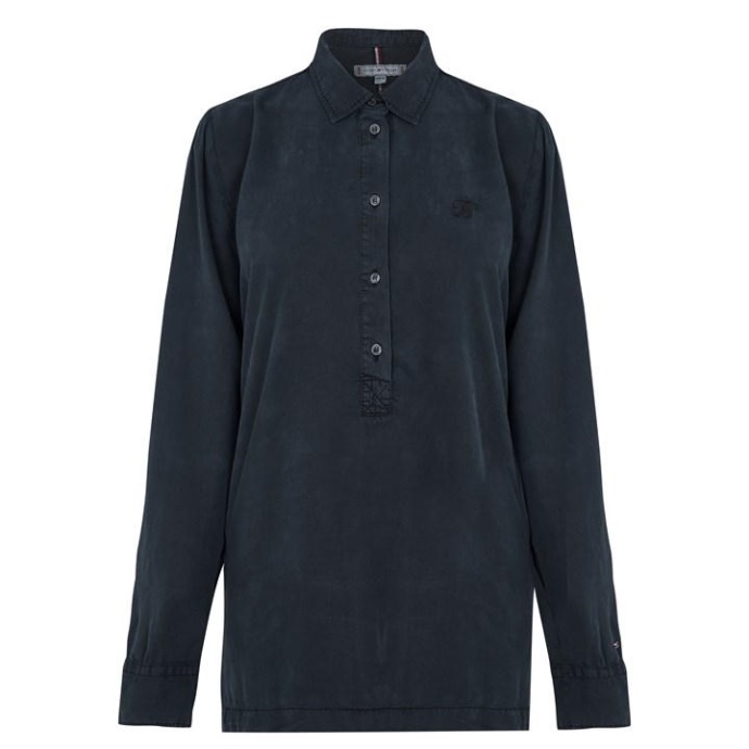 Tommy Hilfiger Danmark Desert Sky Dw5 Langærmet Henley Skjorte