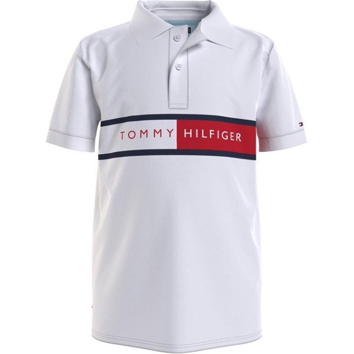 Tommy Hilfiger Danmark Flag Polo Børn Hvid Ybr Tommy Hilfiger Danmark