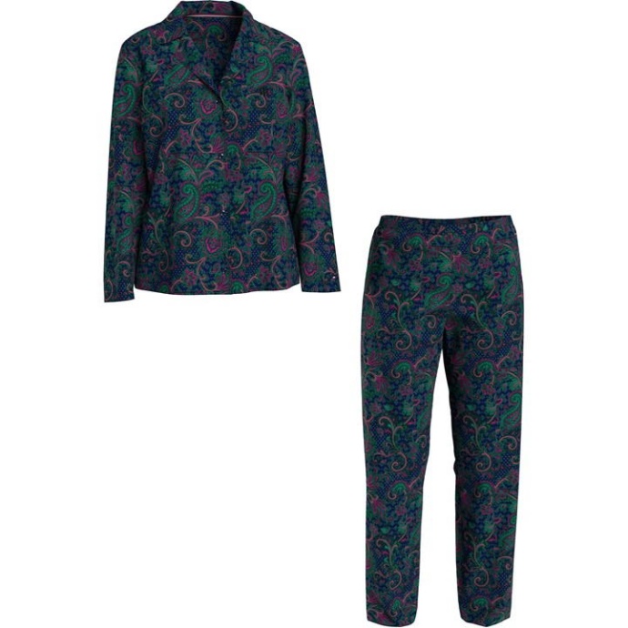Tommy Hilfiger Danmark Paisley Green Ls Satin Pj Set Paisely