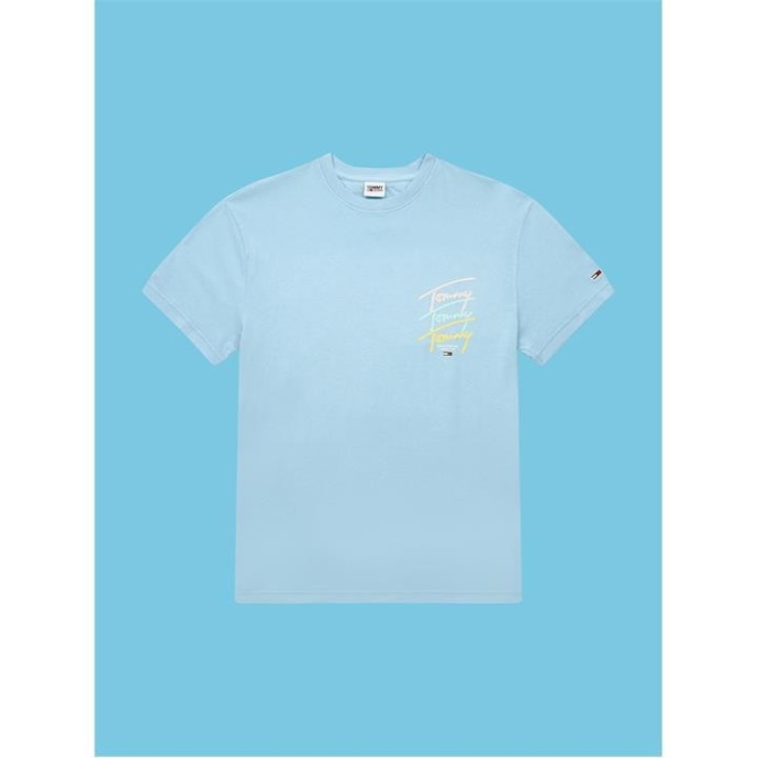 Tommy Hilfiger Danmark Pudderblå C1t Repeat Script T-shirt