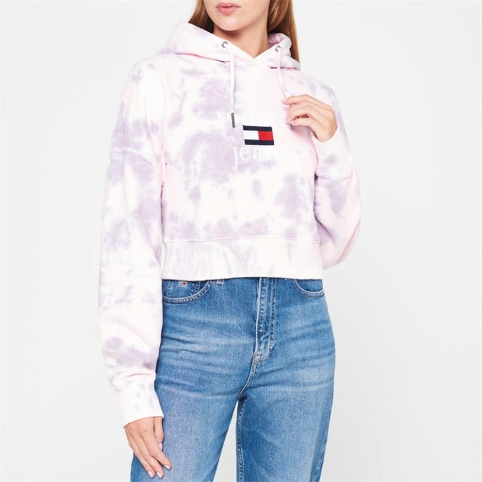 Tommy Hilfiger Danmark Tie Dye Hættetrøje Dame Tommy Hilfiger Danmark Pink