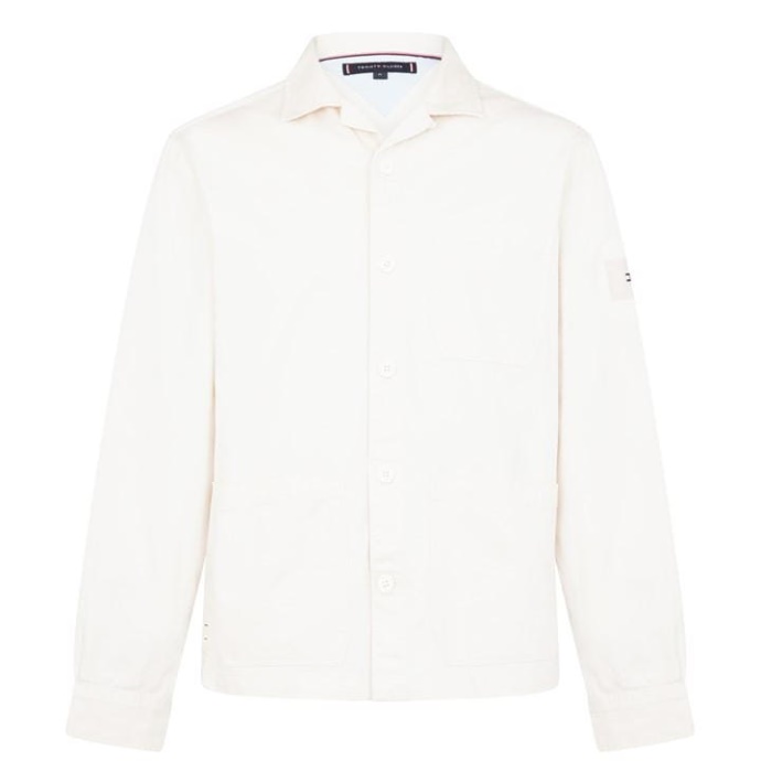 Tommy Hilfiger Danmark Twill Overshirt Herre Fther Hvid Af4 Tommy Hilfiger Danmark