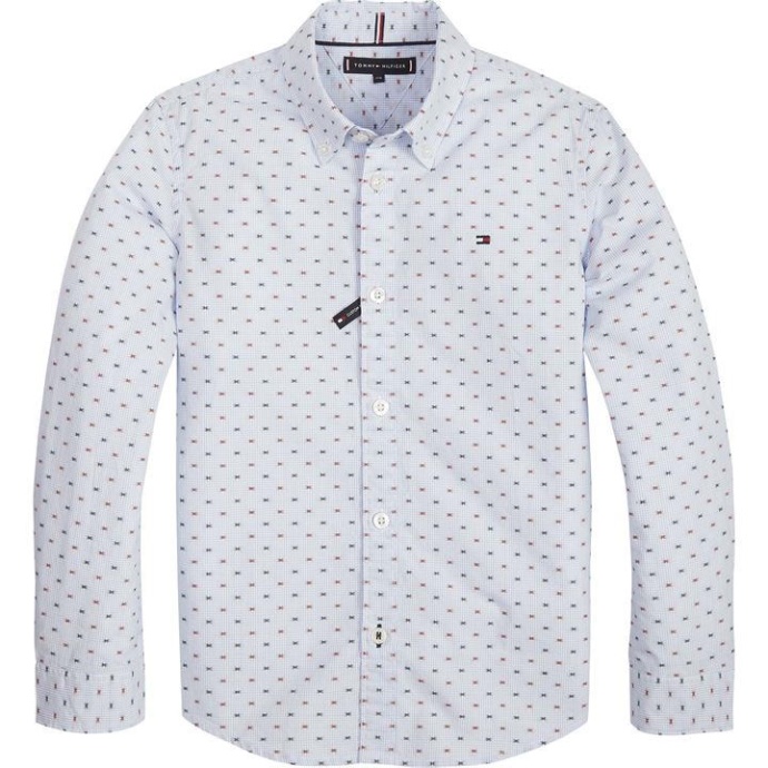 Tommy Hilfiger Danmark Hvid Dobby Gingham Skjorte