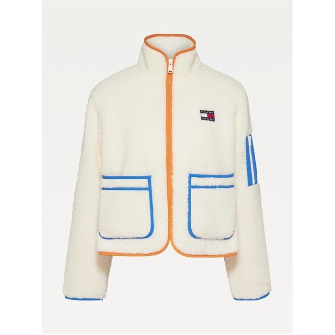 Tommy Hilfiger Danmark Hvid Sherpajakke