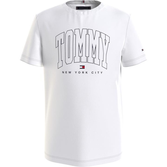 Tommy Hilfiger Danmark Hvid Ybr Tommy Hilfiger Danmark Fed Varsity Tee Junior Drenge