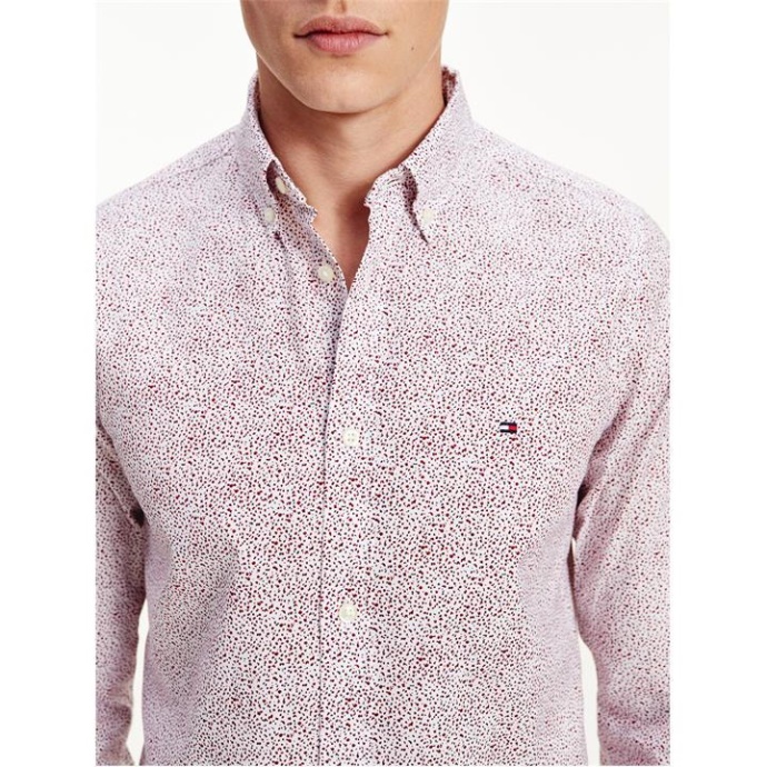 Tommy Hilfiger Danmark Hvid/rød/marineblå 0k5 Tommy Hilfiger Danmark Slim Micro Floral Skjorte