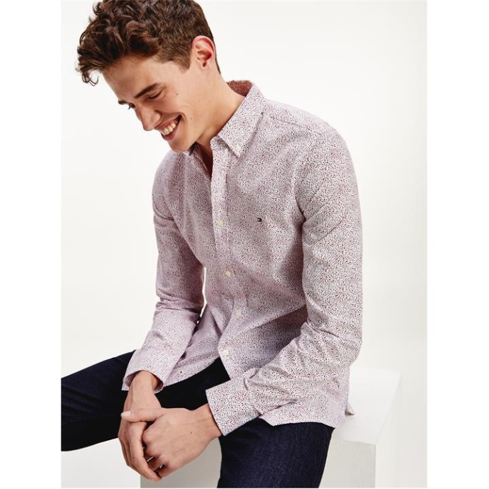 Tommy Hilfiger Danmark Hvid/rød/marineblå 0k5 Tommy Hilfiger Danmark Slim Micro Floral Skjorte