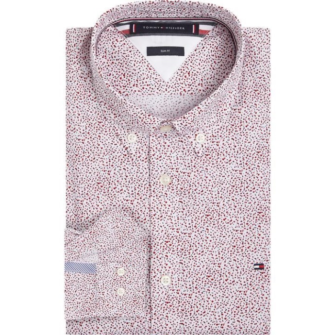 Tommy Hilfiger Danmark Hvid/rød/marineblå 0k5 Tommy Hilfiger Danmark Slim Micro Floral Skjorte